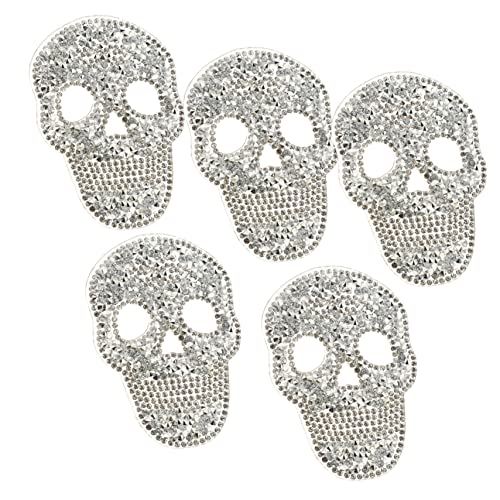 jojofuny 5 Stück Teiliges Strass Skull Patches zum Aufbügeln Dekorative Flicken für Kleidung Taschen und Hüte zum Reparieren und Verzieren von Textilien von jojofuny