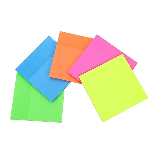 jojofuny 5 Stück Transparente Selbstklebende Haftnotizen Helle Farben Starke Klebkraft Vielseitige Memo Pads für Schule Büro und Zuhause Praktische Notizzettel für Schnelle Erinnerungen von jojofuny