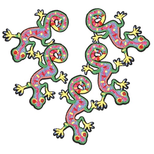 jojofuny 5 Stück gestickte Abzeichen für nähen Chamäleonpflaster Cartoon-Kleidungsapplikation Gecko-Flecken Kleideraufnäher Kleidungsstück Kleidung Cartoon-Patch Stoff von jojofuny
