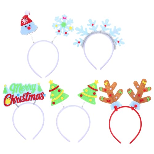jojofuny 5 Stück im Dunkeln Leuchtende Weihnachts-stirnbänder, Rentiergeweih, Schneeflocken-haarreifen, Urlaubsparty-zubehör für Weihnachts-haarschmuck-dekorationen von jojofuny