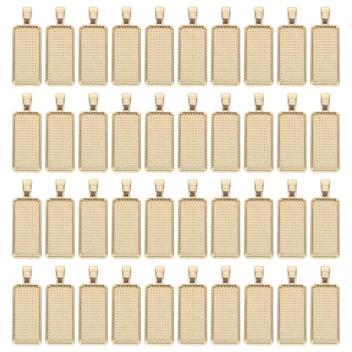 jojofuny 50 Stück Blanko-Anhängerfassung: 25 x 10 mm, rechteckiger Schlüsselanhänger-Anhänger aus Legierung – Schmucktablett-Einstellungen für Cabochon-Bastelarbeiten, Harzanhänger, Halsketten, jojofuny 50 Stück Blanko-Anhängerfassung: 25 x 10 mm, rechteckiger Schlüsselanhänger-Anhänger aus Legierung – Schmucktablett-Einstellungen für Cabochon-Bastelarbeiten, Harzanhänger, Halsketten, von jojofuny