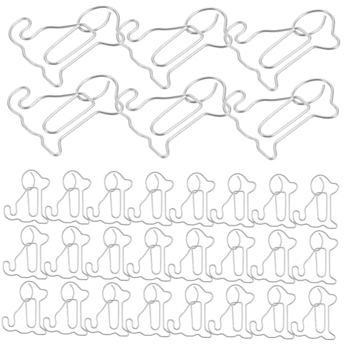 jojofuny 50 Stück Bücherregal Mit Sitzendem Hund Clips Briefpapier Kleine Büroklammern Süße Büroklammern Lesezeichenklammern Aus Papier Büroklammer-memo Schicke Büroklammern Metall Silber von jojofuny
