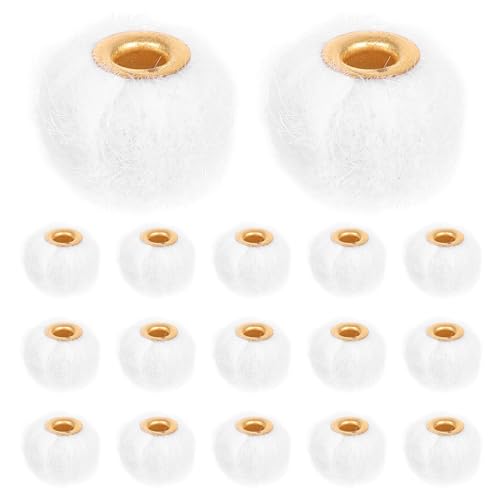 jojofuny 50 Stück DIY-Schmuck-Pompon-Perlen, weiche, flauschige Rondelle-Abstandsperlen, Pompon-Bälle mit Metallloch für Schlüsselanhänger, Stiftdekorationen und Bastelprojekte von jojofuny