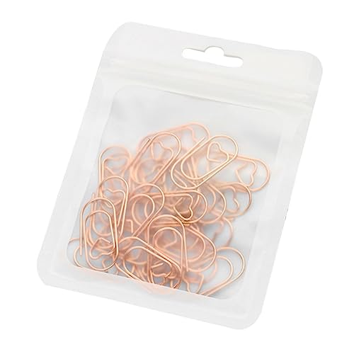 jojofuny 50 Stück Datenfixiernadel herzförmige Lesezeichen-Clips goldene Büroklammer Herz-Lesezeichen-Clips Herz -Lesezeichen Papierclips Rosen-Lesezeichen Herz Bindeklammern Legierung von jojofuny