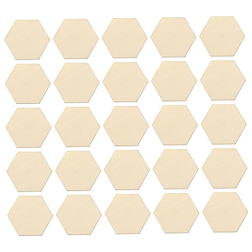 jojofuny 50 Stück Hexagon Holzformen aus Hochwertigem Buchenholz Glatte Kanten Langlebige DIY Holzornamente für Basteln Dekorationen zu Hochzeit Geburtstag Weihnachten für Kreative von jojofuny