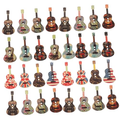 jojofuny 50 Stück Holzgitarrendekorationen geformte Knöpfe sortiert X -förmige Gitarre für Halloween-Bastelbedarf Basteln Knopfdekoration kleidung diy-taste Knopf Schmuck Zufällige Farbe von jojofuny