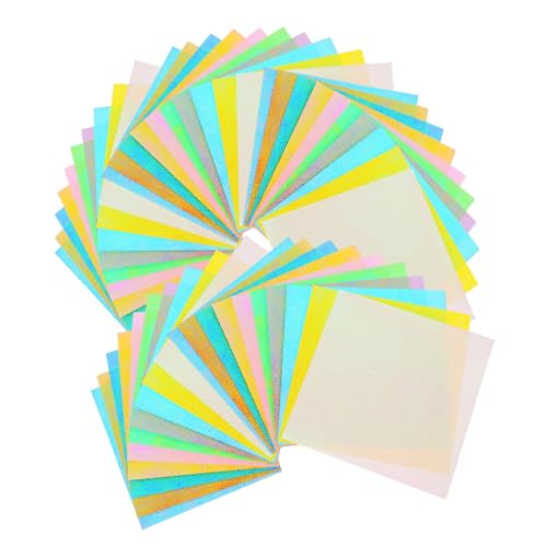jojofuny 50 Stück Iridescent Paper Buntes Faltpapier für DIY Bastelprojekte Scherenschnitte und Origami Farben von jojofuny