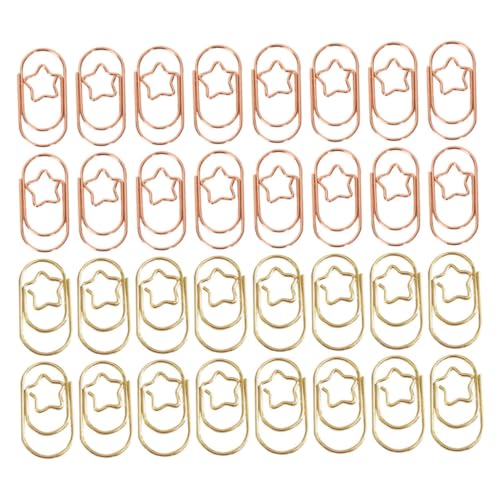 jojofuny 50 Stück Mini Büroklammern Sternform Gold Roségold für Organisieren von Dokumenten Niedliche Metallclips für Büro und Zuhause Vielseitige Klammern für Fotos und Lesezeichen von jojofuny