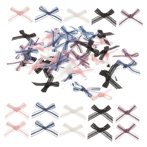 jojofuny 50 Stück Mini-Schleife Bögen Nähen haar schleife handschuhschlaufen geschenkverpackung verkleidungsaccessoires geschenkpaket Garn Bowknot Zubehör basteln Bowknot-Anhänger von jojofuny