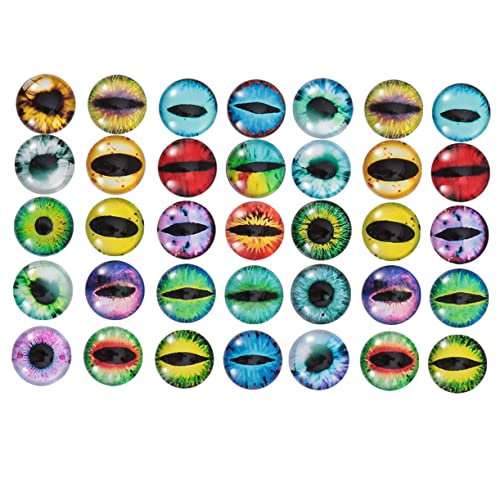 jojofuny 50 Stück Runde Tieraugen Cabochon für Diy Schmuckherstellung Glasmaterial Halbkreisform für Ohrringe Ringe Dekoration und Bastelprojekte Zufällige Farbe von jojofuny