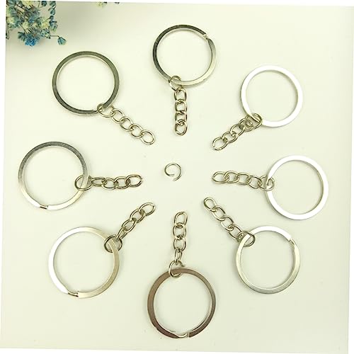 jojofuny 50 Stück Schlüsselringe mit Kette aus Nickelfreiem Flach Robust und Langlebig für Schlüsselanhänger DIY Bastelprojekte und Vielseitige Nutzung von jojofuny