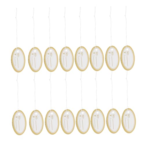 jojofuny 500Stücke Preisetiketten für Schmuck mit Aufhängeschnur Handbeschreibbare Tags für Kleidung und Ovales Design mit Goldrand für Verkaufsanzeigen von jojofuny