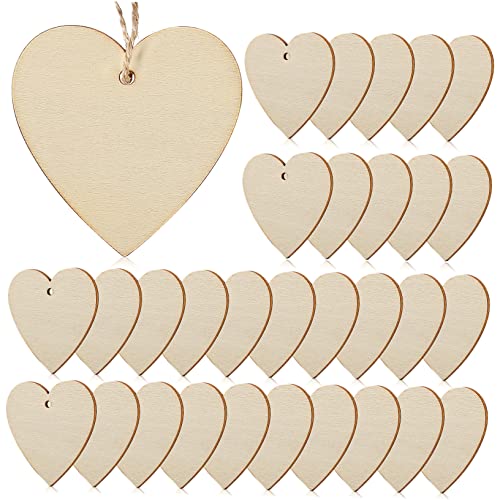 jojofuny 50Stücke Holzherzen Bemalbare Holzausschnitte Unlackierte Holzornamente für DIY Jute für Hochzeiten und Bastelprojekte von jojofuny