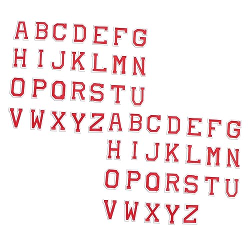 jojofuny 52 Stück Buchstaben-Patch Jeans-Patches Rot bestickt Buchstabenflecken Brief Stoff bügeleisen Alphabet-Applikation gestickte Patches zum Aufbügeln Applique Buchstaben gestickt von jojofuny
