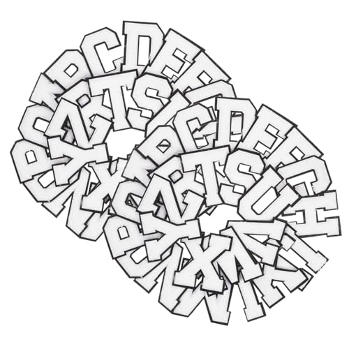 jojofuny 52 Stück Teiliges Weiße Buchstaben-bügelbilder aus Chenille Gestickte Alphabet-patches zum Aufbügeln Modische Kleidung Zubehör zum Verzieren und Reparieren von Jeans Taschen Hüten von jojofuny
