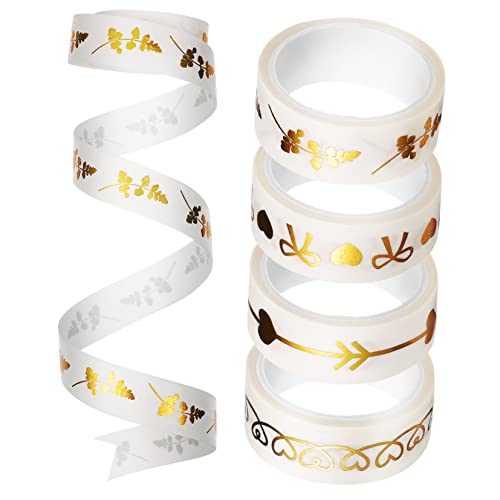 jojofuny 5Rollen Dekoratives Klebeband Goldfolie Selbstklebendes Washi Tape für Scrapbooking Geschenkverpackungen und DIY Kunsthandwerk Premium Tränenfest Wiederverwendbar von jojofuny