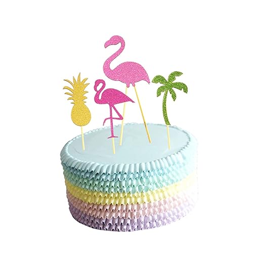 jojofuny 5St beach party dekoration Beach party decorations Party cake decorations Pineapple cake decorations Pineapple cake topper kuchen Tortenaufsatz mit Ananas Kaktus Zylinder Flagge von jojofuny