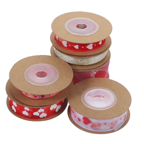 jojofuny 6 Rollen Banddekoration Bänder Zum Verpacken Wickeln Schleife Geschenkbänder Buntes Band Bänder Mit Herzmuster Verpackungsband Valentinstag Partybevorzugung Herzband Polyester von jojofuny