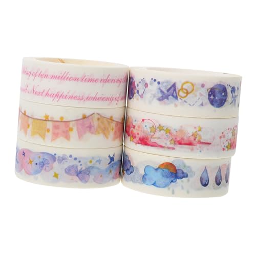 jojofuny 6 Rollen Dekorative Washi Tapes Cartoon Stil Vielseitige Scrapbook Klebebänder für Diy Journaling und Kreative Bastelprojekte Verschiedene Designs für Dekoration und Scrapbooking von jojofuny
