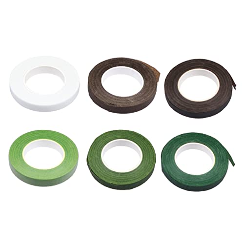 jojofuny 6 Rollen Floristenband Selbstklebendes Blumendraht Klebeband für Blumenarrangements Diy Floristik Geschenkverpackung Basteln Dekoration Farben Hellgrün Olivgrün Grün Weiß Kaffee von jojofuny