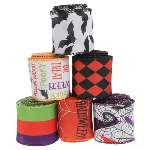 jojofuny 6 Rollen Halloween Geschenkband Breit Originelles DIY Band mit Halloween-Motiven Vielseitig für Partydeko Geschenkverpackung Kostüm Bastelarbeiten Einfach zu Verwenden und Lagern jojofuny 6 Rollen Halloween Geschenkband Breit Originelles DIY Band mit Halloween-Motiven Vielseitig für Partydeko Geschenkverpackung Kostüm Bastelarbeiten Einfach zu Verwenden und Lagern von jojofuny