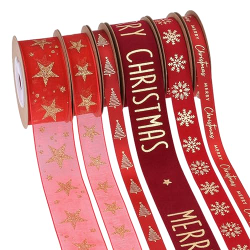 jojofuny 6 Rollen Rotes Glitzerndes Organzaband Zum Verpacken Von Weihnachtsgeschenken Breite Chiffonbandrolle Für Feiertagsverpackungen Blumenstraußdekoration Weihnachtspartyzubehör jojofuny 6 Rollen Rotes Glitzerndes Organzaband Zum Verpacken Von Weihnachtsgeschenken Breite Chiffonbandrolle Für Feiertagsverpackungen Blumenstraußdekoration Weihnachtspartyzubehör von jojofuny