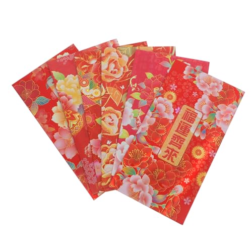 jojofuny 6 Stück Bargeldumschlag chinesische Neujahrsdekorationen Chinesisches Neujahrsumschlag Geldumschläge für Bargeld Rote Pakete Seidenrote Umschläge Rote Tasche Papier von jojofuny