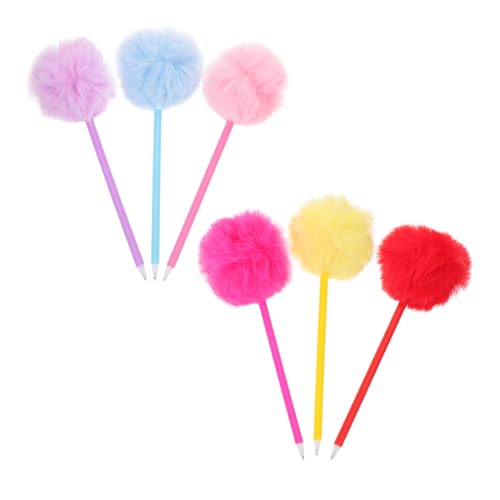 jojofuny 6 Stück Bunte Plüsch-kugelschreiber Weich Flauschig mit Pompon für Schüler Damen Angenehm Langlebig Vielseitig für Schule Büro Zuhause von jojofuny