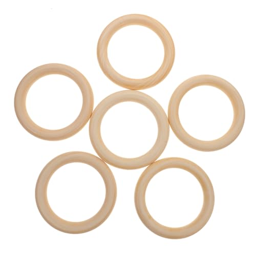 jojofuny 6 Stück Gardinenringe aus Holz Leerzeichen Ringrohlinge für die Schmuckherstellung unvollendete Makramee-Ringe Holzreifen zum Basteln Holzkreisdekore Lotusbaum von jojofuny