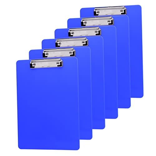 jojofuny 6 Stück Klemmbrett aus Kunststoff Pack Clipboards Blau für Notizen Dokumente und Memos Leicht und Langlebig für Büro Schule und Alltag von jojofuny