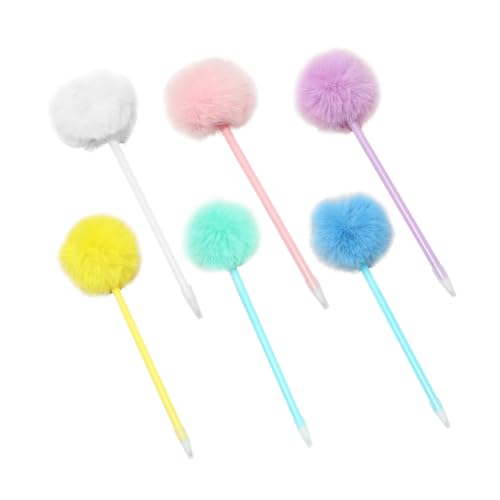 jojofuny 6 Stück Kugelschreiber Kawaii-Stifte Pom-Pom-Stifte kawaii bürobedarf süße Stifte kawaii süßer Stift Plüsch von jojofuny