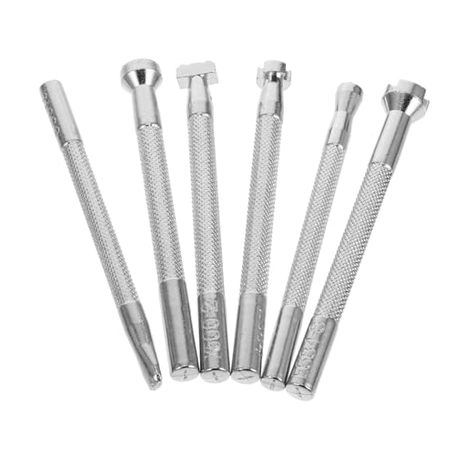 jojofuny 6 Stück Lederdruckwerkzeuge Lederstempelkit Stempelset Leder Arbeitsset Stempel Prägen Lederhandwerksprägung Stanzwerkzeuge Für Lederhandwerk Metallstempel Legierter Stahl Silver von jojofuny
