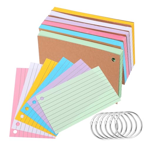 jojofuny 6 Stück Loseblatt-kreisbuch Gestanzt Rosa Karte Farbig Ring Regiert Flashcard Schmucklos Studieren Vokabelnotizblock Loch Gebunden Gefüttert Blinken Klein Für Papier von jojofuny