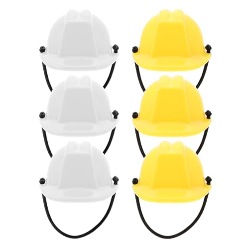 jojofuny 6 Stück Miniatur-Bauhelm Mini-Schutzhelm Flaschenverschluss Deko-Kunststoff-Puppenhüte Für Puppenhaus Spielparty-Zubehör von jojofuny