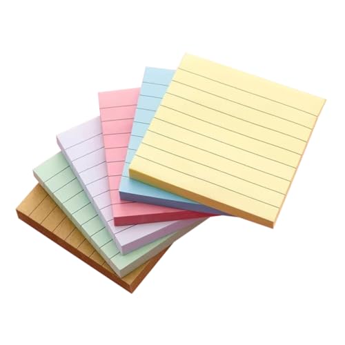 jojofuny 6 Stück Selbstklebende Farbige Memo Pads mit Linierten Notizzetteln Starke Haftung und Tragbar für Büro Schule Zuhause und Kreative Beschriftungen von jojofuny