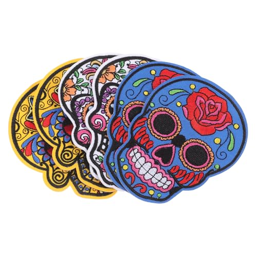 jojofuny 6 Stück Teiliges Bestickte Schädel Patches zum Aufbügeln Langlebige Polyester Applikationen für Jacken Taschen DIY Kleidung Bunte Punk Dekoration für Erwachsene jojofuny 6 Stück Teiliges Bestickte Schädel Patches zum Aufbügeln Langlebige Polyester Applikationen für Jacken Taschen DIY Kleidung Bunte Punk Dekoration für Erwachsene von jojofuny
