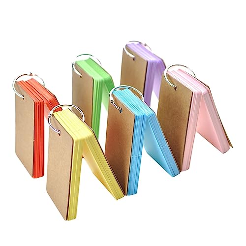 jojofuny 6 Stück Teiliges Bunte Notizkarten mit Binder Ringen für Diy Lernkarten Notizen und Vokabeln Tragbar und Vielseitig für Schule und Büro Blanko Innenseiten Einfach Nachfüllbar von jojofuny