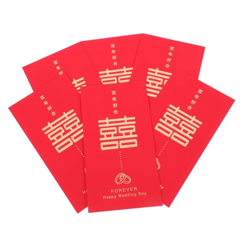 jojofuny 6 Stück Teiliges Chinesische Rote Hochzeit Umschläge Langlebige Papier Geldgeschenk Umschläge mit Traditionellem Design Wiederverwendbar Praktisch für Hochzeitsfeiern und von jojofuny