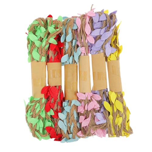 jojofuny 6 Stück Teiliges DIY Bastelset mit Natürlicher Hanfschnur und Künstlichen Blättern Rustikales Bastelseil für Kreative Wanddekoration Langlebig und Vielseitig für Hochzeiten Partys von jojofuny