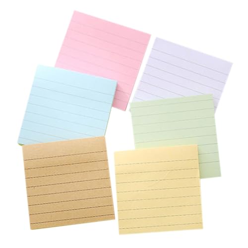 jojofuny 6 Stück Teiliges Farbiger Selbstklebender Memo Pads Linierte Notizblöcke Praktische Haftnotizen mit Reißbarem Design Vielseitig für Büro Schule und Alltag Gelb Blau Grün Rosa Weiß von jojofuny
