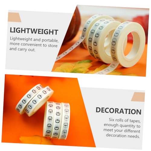 jojofuny 6 Stück Teiliges Halloween Dekoband Schwarzes Kürbis Motiv Klebeband für Scrapbooking Geschenkverpackung Notizbuch Deko Selbstklebendes Papierband für Festliche Bastelprojekte von jojofuny