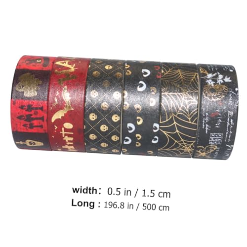 jojofuny 6 Stück Teiliges Halloween Washi Klebeband mit Leuchtenden Farben und Farbechten Mustern Selbstklebende Scrapbook Fotoalbum Aufkleber Wiederablösbar und Rückstandsfrei für DIY von jojofuny