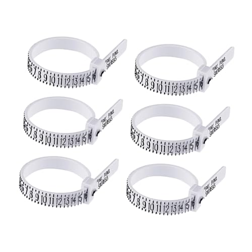 jojofuny 6 Stück Teiliges Ringgrößenmessgerät Weiß Ringmaß Messschablone Einstellbares Schmuck Messwerkzeug für Fingerumfang Präzises Messband von jojofuny