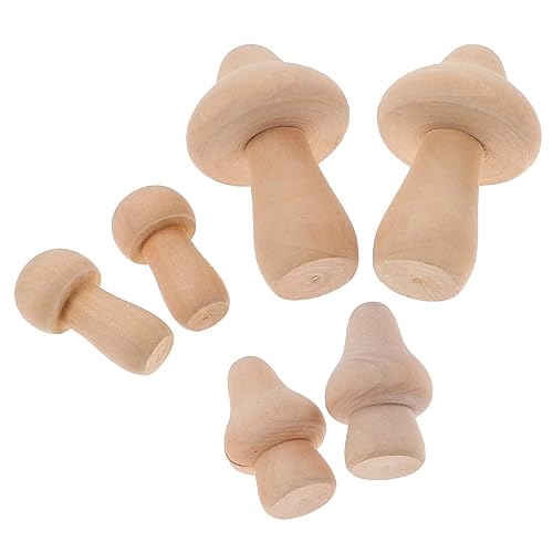 jojofuny 6 Stück Teiliges Set Unbemalte Holz Pilze für Diy Projekte Natürliche Holzfiguren zur Dekoration für Kreative Bastelarbeiten und Partys von jojofuny