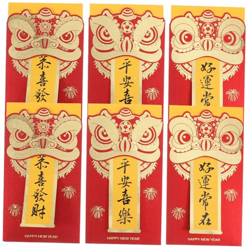 jojofuny 6 Stück Umschlagbeutel Chinesische Neujahrsgeldumschläge Schicke Umschläge Chinesische Neujahrsdekorationen Geldumschläge Für Geld Münzumschläge Rot Papier von jojofuny