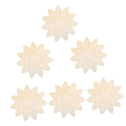 jojofuny 6 Stück Unfertige Holzscheiben Sonnenblumen Ausschnitte zum Basteln Diy Holzdeko für Kreative Projekte für Geburtstag und Weihnachten von jojofuny