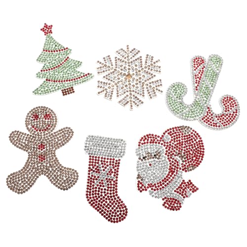 jojofuny 6 Stück Weihnachtsdiamantaufkleber Applikationen Aus Strass Rucksack-patches Weihnachtskleberflecken Bastelverzierungen Zum Basteln Strassflecken Für Kleidung Strasskleberaufkleber von jojofuny