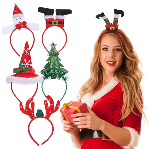 jojofuny 6 Weihnachts-stirnbänder: Weihnachtsmann-weihnachtskostüm für Frauen Und Mädchen – Rentiergeweih-feiertagskopfbedeckung, Weihnachtshaarband-partyzubehör für Familienfeiern Als Dekoration von jojofuny