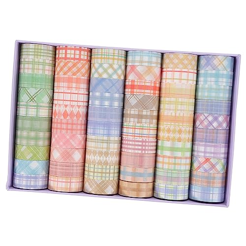 jojofuny 60 Rollen Plaid Handbuchband Papier Scrapbook -Aufkleber Aufkleber für ästhetisch Farbband Klebeband für Scrapbooking Retro-Washi-Tape Washi Tape Mehrzweck-Washi-Tape Bastelband von jojofuny