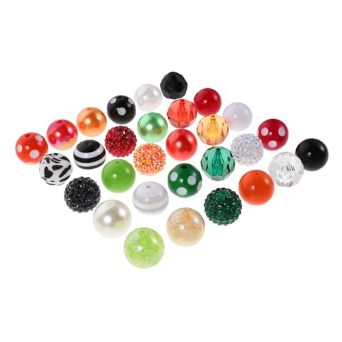 jojofuny 60 Stück Bunte Resin Perlen Leichte Runde Schmuckperlen mit Robustes Spacer Beads für DIY Armbänder Halsketten Vielseitige Bastelperlen für Kreative Schmuckherstellung von jojofuny